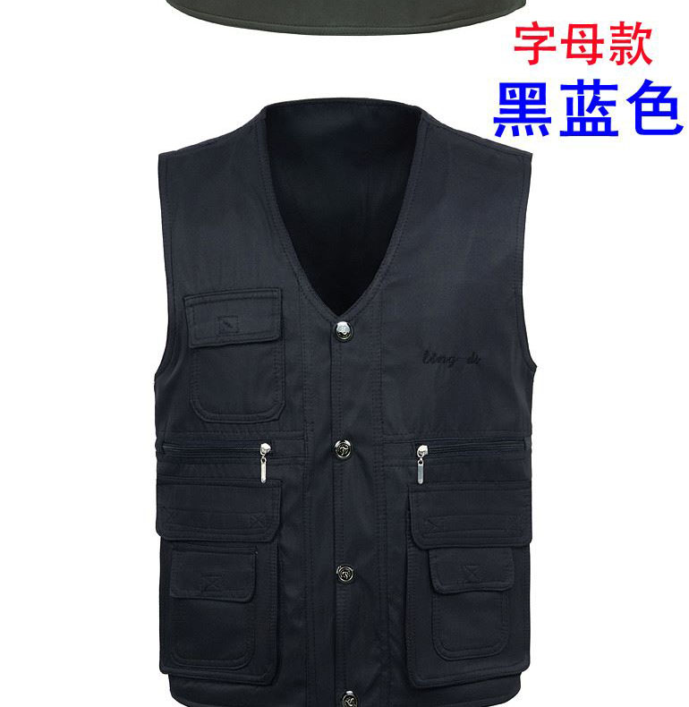 Middle-aged and elderly leather vest men Winter spring and autumn thickened men's vest waistcoat Dad wear middle-aged soft leather jacket