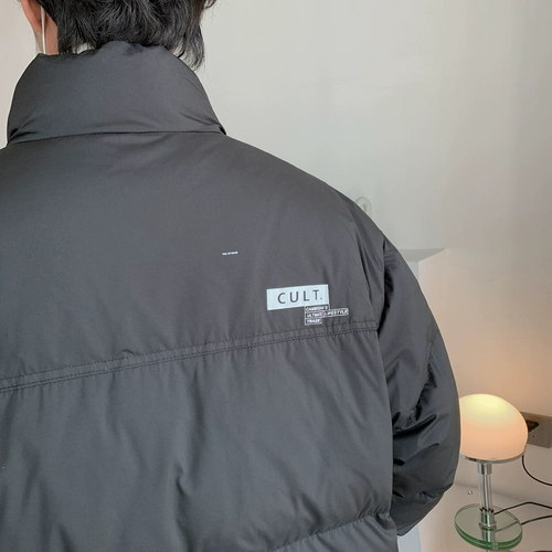 美式拼色立领羽绒服男款冬季加厚oversize潮牌保暖青少年外套大码