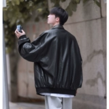 Мужская летняя трендовая куртка для черной кожи для отдыха, изысканный стиль, оверсайз