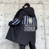 Длинная толстовка с капюшоном, мужской демисезонный пуховик, куртка, в американском стиле, средней длины, оверсайз, большой размер