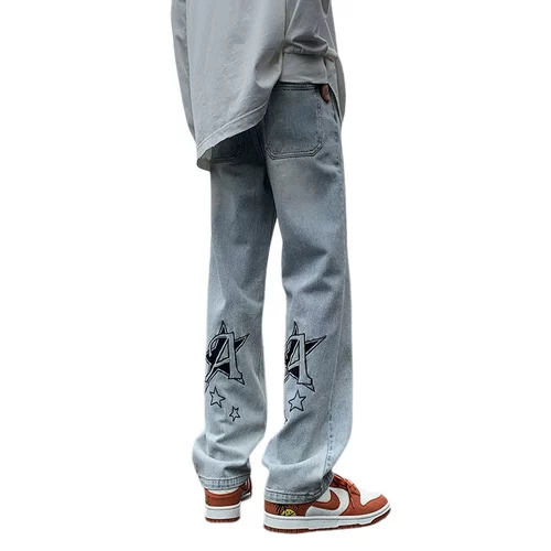 Осенние джинсы, штаны, в американском стиле, подходит для подростков, свободный прямой крой, большой размер