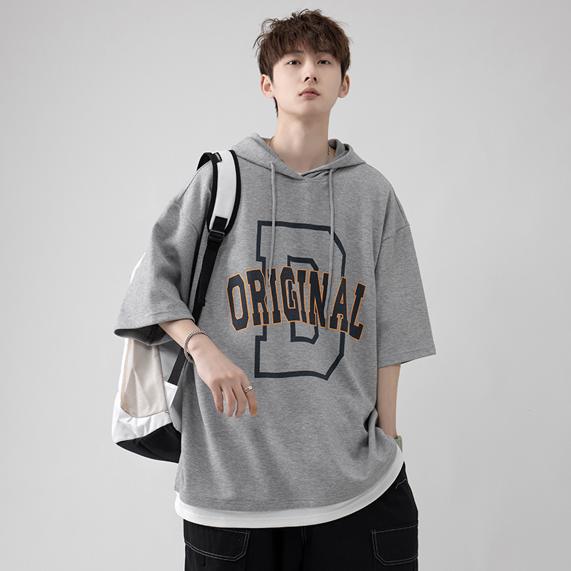American-Style Hooded Short-Sleeve T-Shirt for Men, Trendy Brand, Loose Fit, Cleanfit, Summer 2026 New Heavyweight Youth Sweatshirt