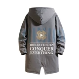 Длинная толстовка с капюшоном, мужской демисезонный пуховик, куртка, в американском стиле, средней длины, оверсайз, большой размер