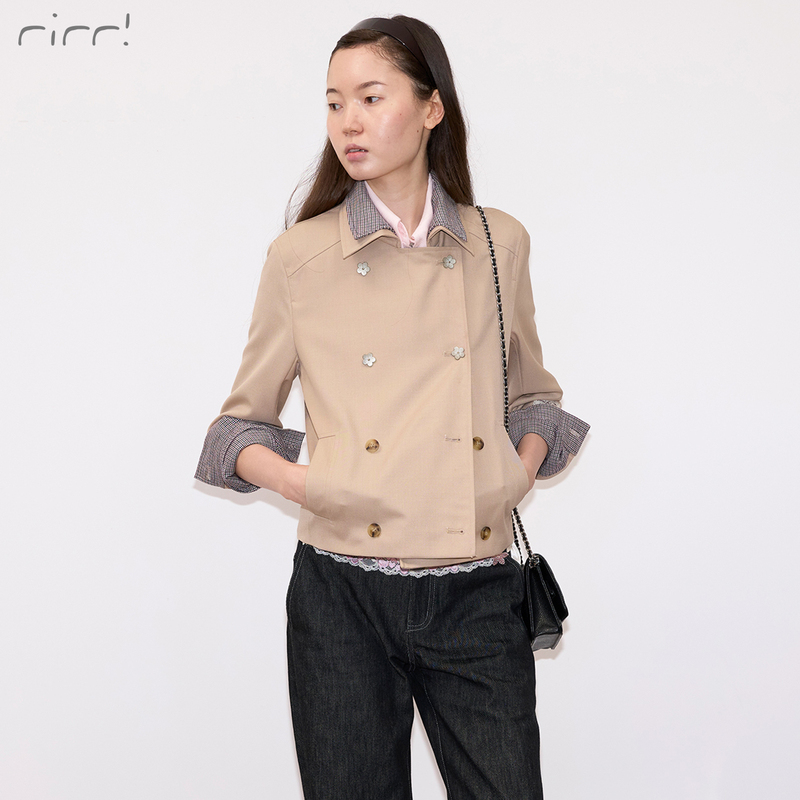 Rirri New Autumn and Winter Product Tencel Twill Cotton Wool Plaid Fake Two-Piece Windbreaker Jacket Rirri New Autumn and Winter Product Tencel Twill Cotton Wool Plaid Fake Two-Piece Windbreaker Jacket
