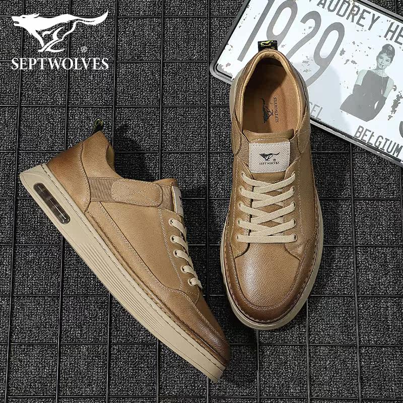 Septwolves men's shoes 2021 autumn new men's casual shoes spring and autumn commuter men's leather casual leather shoes men