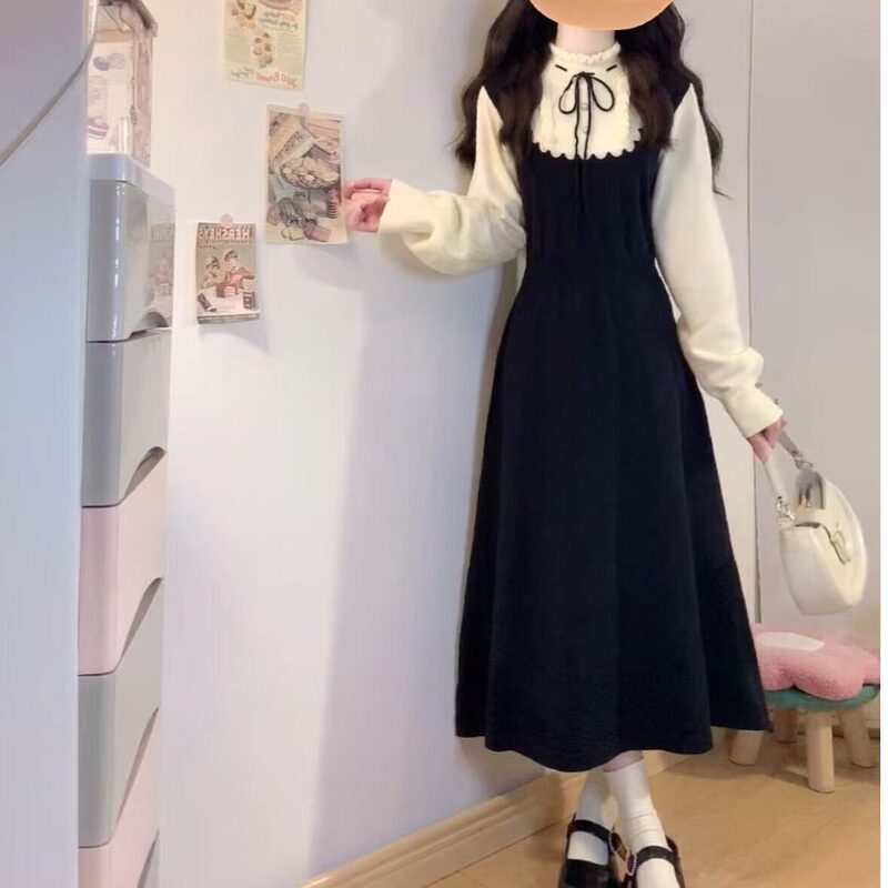 Plus-Size Women's Clothing: Tummy-Covering Sweater Knit Dress for Autumn and Winter, Slimming and Elegant Half-High Collar Base Dress for Plus-Size Women