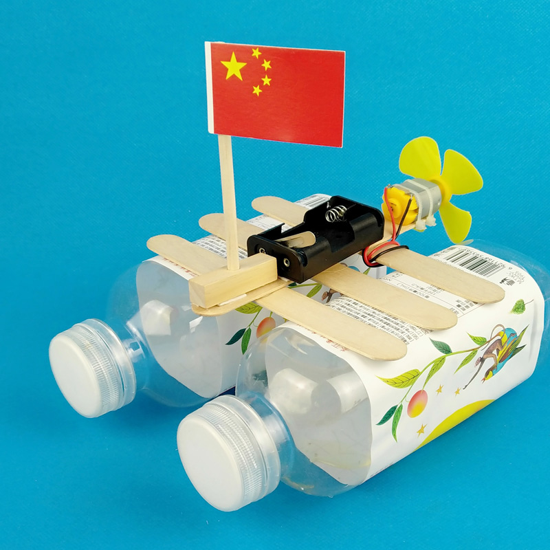 手脑风暴环保电动船模型拼装适合6岁以上儿童创意DIY手工制作