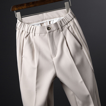 Dark Stripe Pants Mens ankle-length pants Loose Straight Spring and Autumn Thin Light Luxury Business Stretch Khaki Casual Pants