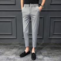 Pants mens ankle-length pants slim suit pants mens Korean version of the trend 9 points Business Leisure Ruffian handsome hanging small trousers