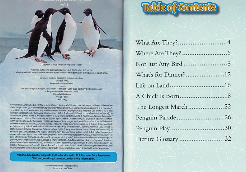 English truyện tranh gốc National Geographic Kids level2: Penguins National Geographic Reading cho bách khoa toàn thư khoa học cho trẻ em English sách thiếu nhi