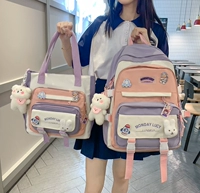 Purple Schoolbag+дополнительная сумка+2 комплекта значков+2 больших подвеска для лица с лицевой лицевой лице