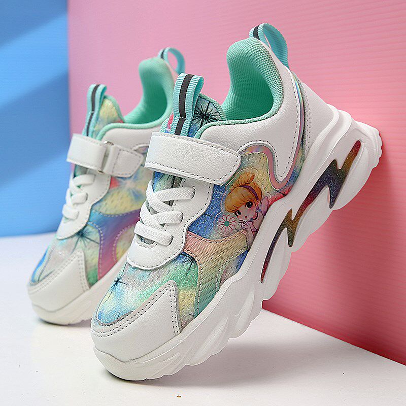 Spring girls sports shoes spring and autumn new breathable double net children daddy shoes girls middle childhood primary school