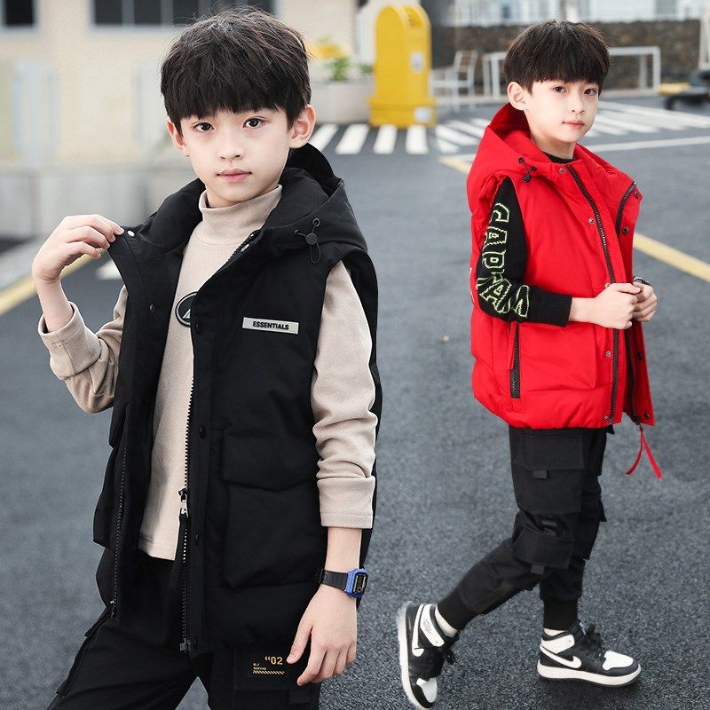 Bala CUHK Boy Child Down Machia Boy outside wearing waistcoat Vest Autumn Winter Baby Thickened Coat