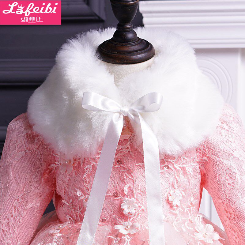 Bala Delight Child Clothing 2020 Winter Dress New Girl Hair Circumference Neck Warm White Fur Collar Scarf Accessories Detachable