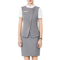 Hotel reception gray short-sleeved professional vest suit for women summer medical beauty front desk sales department property customer service uniform