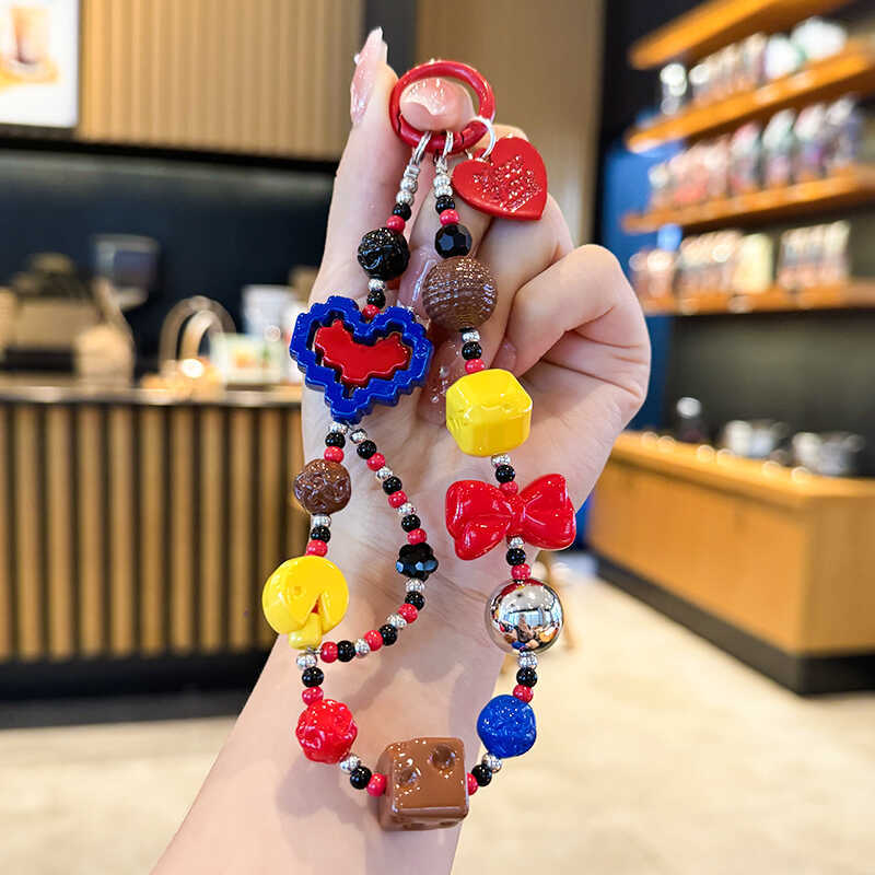Barbie Heart-Shaped Building Block Keychain Sweet Girl Anti-Lost Bracelet Key Chain Phone Case Backpack Creative Pendant Gift