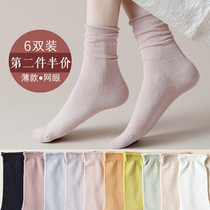 Socks women pile socks spring and autumn summer thin cotton Japanese black summer stockings ladies mid-tube socks ins tide