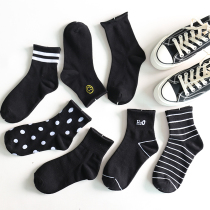 Black socks womens tube socks spring and summer thin ins tide street Korean net red stockings summer wild white