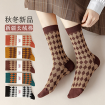 Socks womens autumn socks British style womens cotton stockings sweat and deodorant autumn and winter Joker pile socks
