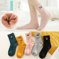 Womens socks winter thickened cotton tube socks plus fluff towel socks Korean version of the college style Japanese autumn and winter terry stockings