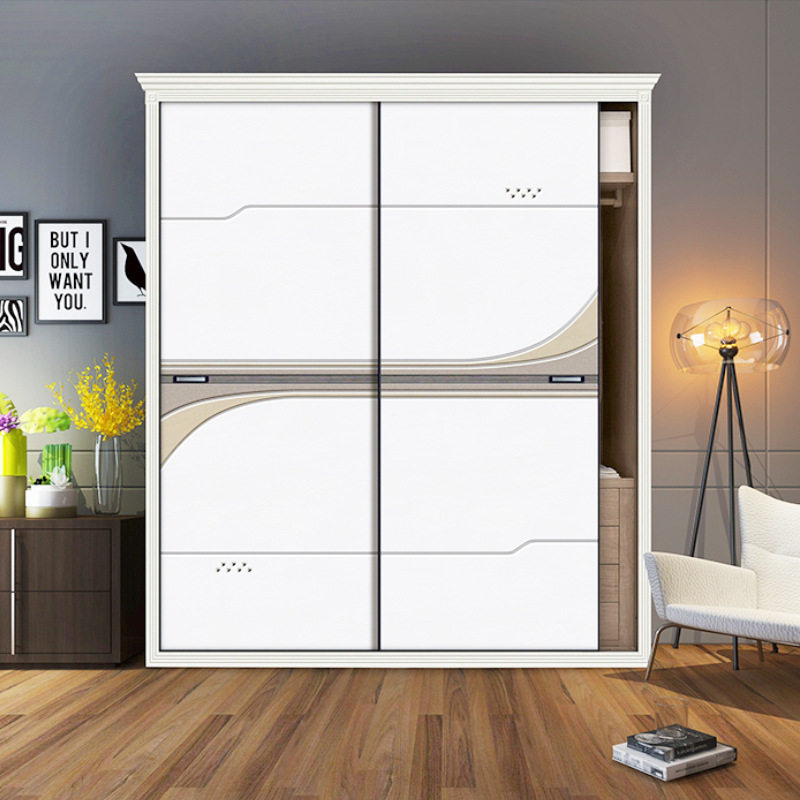 Manufacturer direct marketing mobile door custom solid wood grain plate wardrobe door shutter wardrobe mobile door sliding door multilayer solid wood door