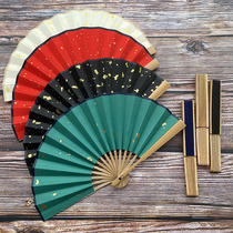 Boutique 456 inch Mini palm with small fan pocket fan pure handmade jade bamboo red green Xuan paper folding fan suo noodles
