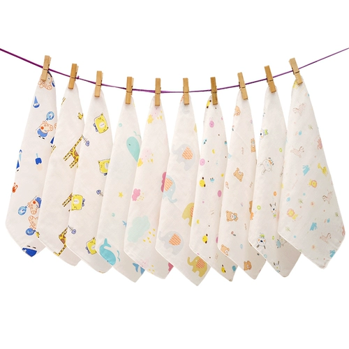 Средство детской гигиены для умывания, полотенце, хлопковый носовой платок, марлевый детский слюнявчик для новорожденных, 10 шт