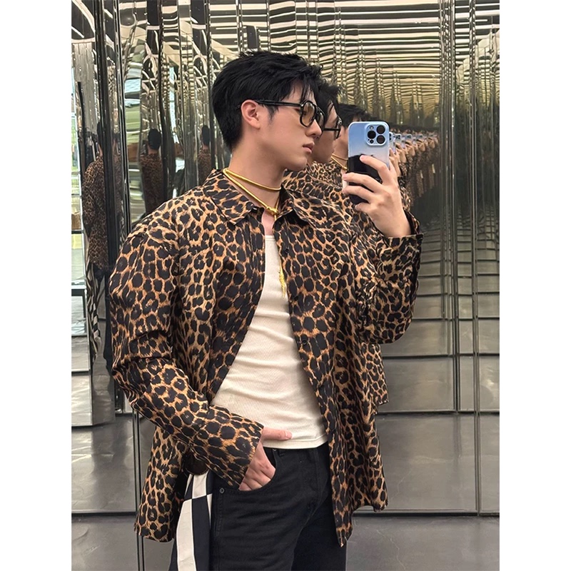 American-Style Sexy Wild Leopard Print Shirt for Men, Wrinkle-Free Ice Silk Four-Way Stretch Long-Sleeve Spotted Casual Workwear Floral Shirt Trendy American-Style Sexy Wild Leopard Print Shirt for Men, Wrinkle-Free Ice Silk Four-Way Stretch Long-Sleeve Spotted Casual Workwear Floral Shirt Trendy