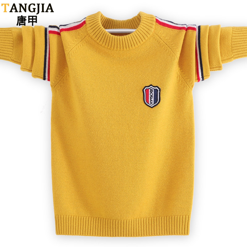 Male Student Sweater Autumn Winter Thickening Teenagers 100% pure cashmere sweater round collar headsets Korean version knitted undershirt