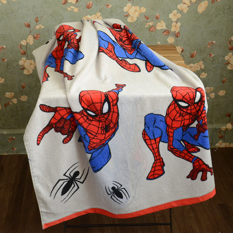 Export Surplus Cotton Men's Spider-Man Cartoon Pure Cotton Large Bath Towel Beach Towel Soft and Absorbent