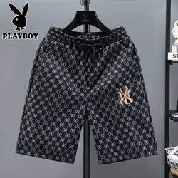 Playboy Embroidered Ice Silk Shorts for Men 2025 Summer Trendy Casual Thin Five-Point Shorts Breathable Beach Shorts