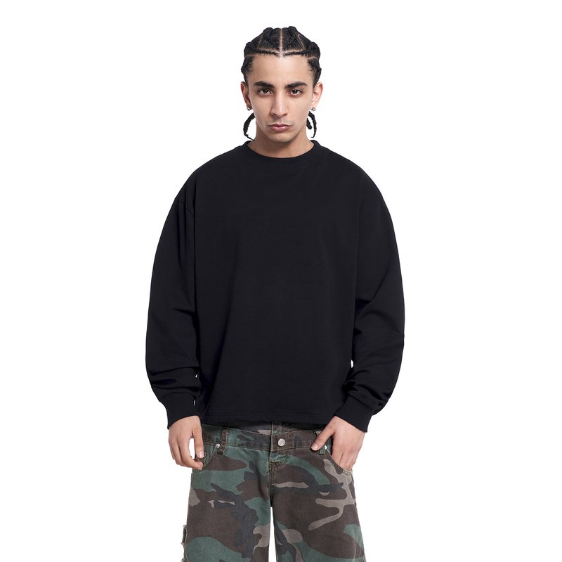 Mt99 Pure Cotton Crew Neck Base Shirt Autumn and Winter Lined Solid Color T-Shirt West Coast White Heavyweight Long-Sleeve Top T-Shirt for Men