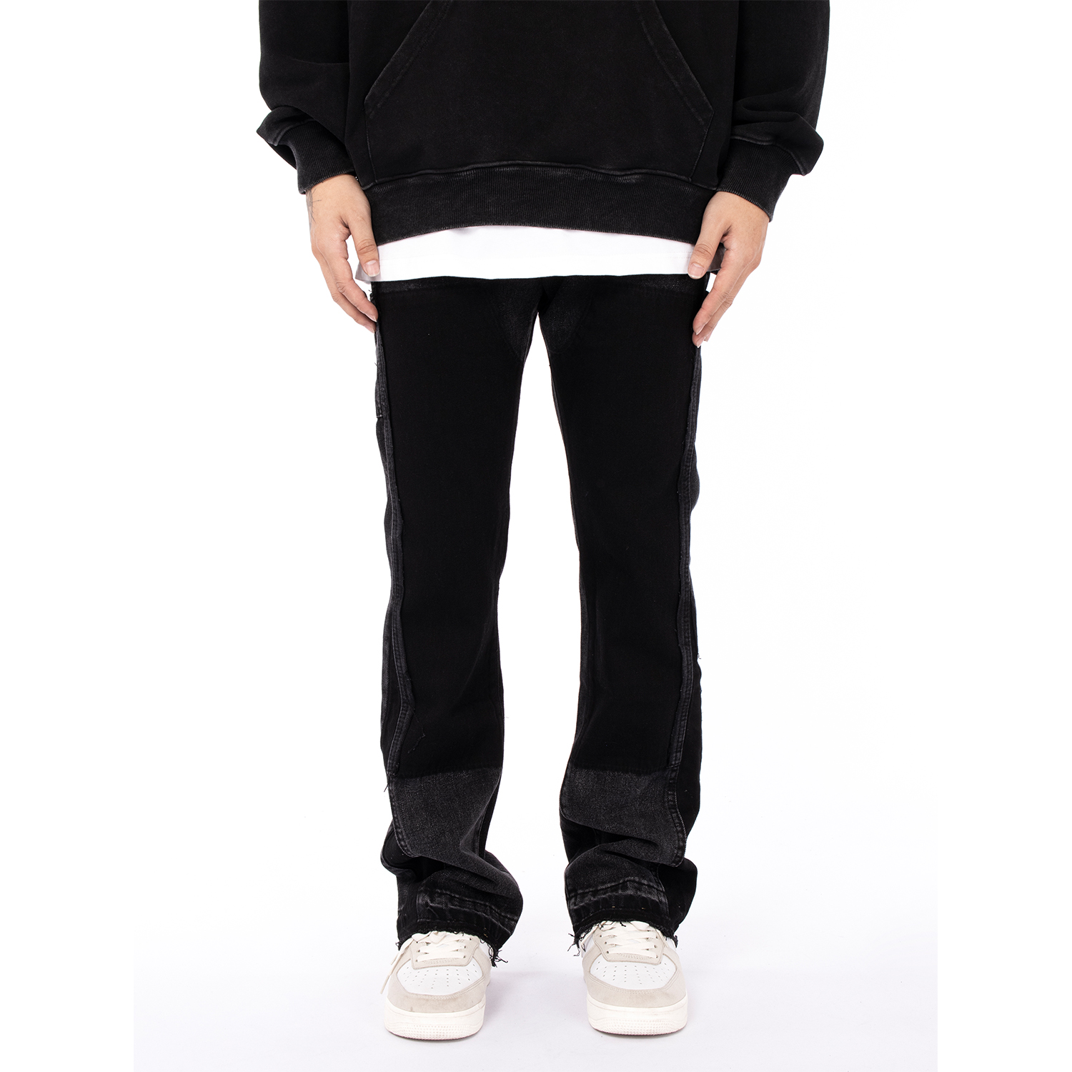 MT99 American Retro Washed Jeans Tide Cards New THIN FRIED STREET LONG PANTS PENDANT SENSANT BLACK PANTS MAN