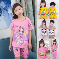 Summer children pajamas short sleeves cotton boys and girls CUHK children small children Summer thin air conditioning Home Home Suits Suit