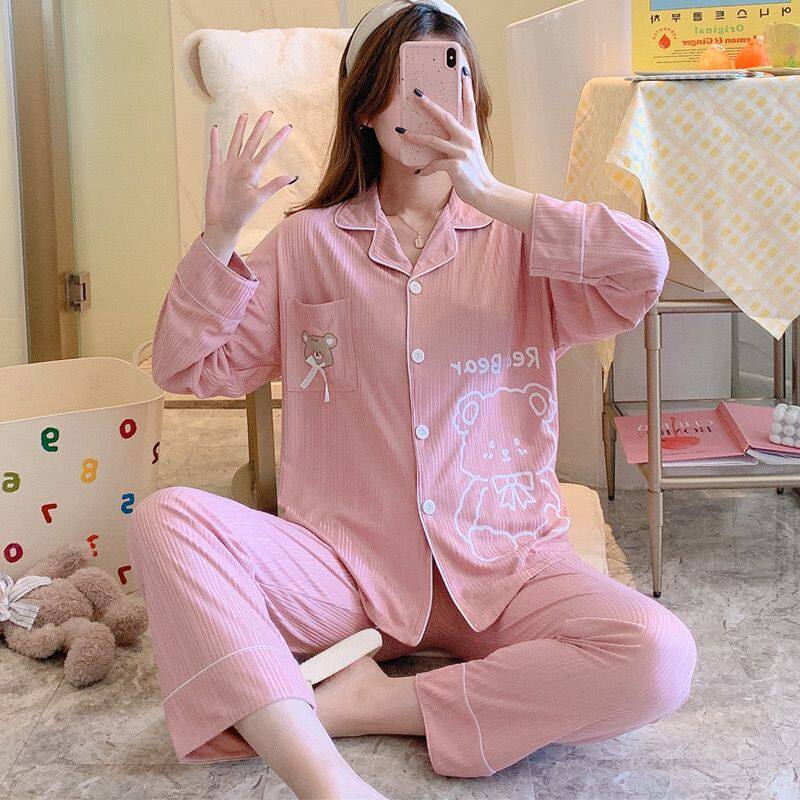 2022 new pajamas women's spring and autumn long-sleeved cotton can be worn two-piece suit net red popular home wear summer