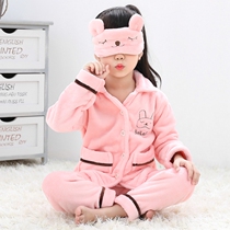 Childrens pajamas autumn and winter thickened coral fleece girl flannel children home clothes children baby suits