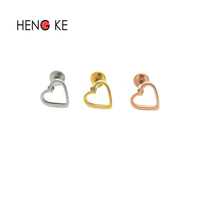 Peach Heart Lip Nail Ear Bone Nail New European And European Anti-Allergenic Titanium Steel Cutting Loving Puncture Ornament Woman