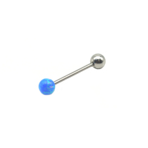 Europe and the United States thin Opal tongue stud 5mm ball opal stone allergy-free titanium steel tongue stud piercing jewelry female