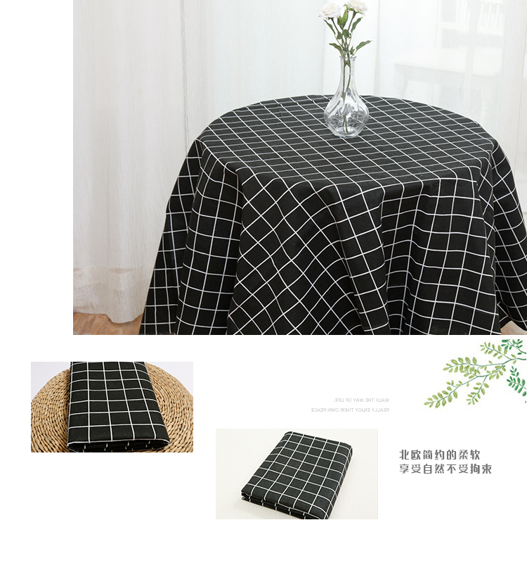 Cotton và vải lanh kẻ sọc đen trắng vải nhỏ tươi in sofa khăn trải bàn nền trang trí vải lanh làm bằng tay vải vải thô trắng