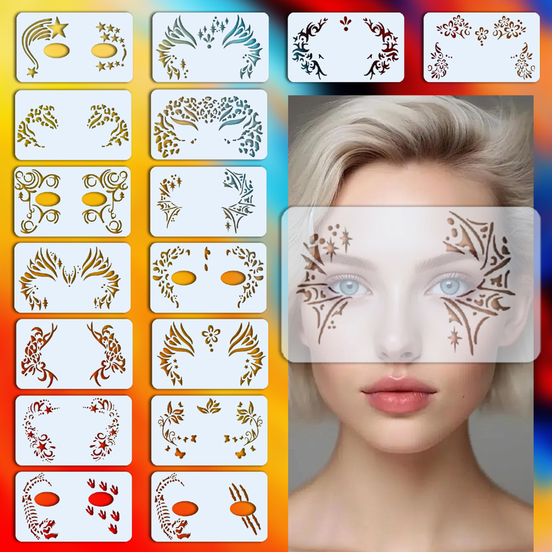 Children's Face Painting Template Human Face Practice Board Cut Out Tattoo Pattern DIY Spray Painting Graffiti Mold