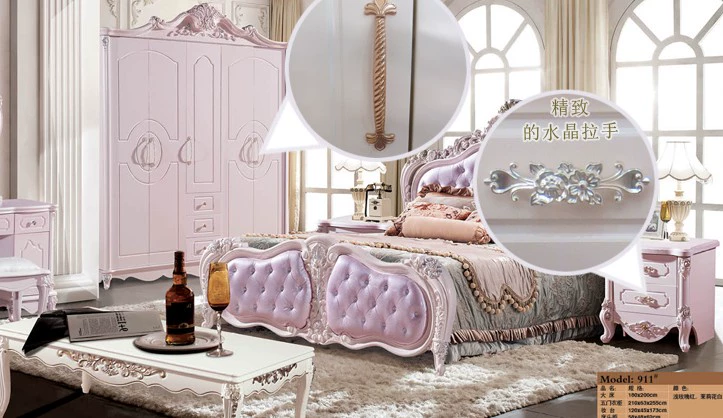 Bộ bàn ghế châu Âu kết hợp đồ nội thất Pháp bộ phòng ngủ bộ 6 giường tủ quần áo tủ quần áo bàn trang điểm nhà mẫu bàn ghế gỗ phòng khách hiện đại