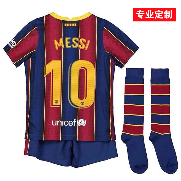 Barcelona Kidsren's No. 10 Messi Home Jersey Barcelona Football Sportswear Suit Player Version 20-21 Men