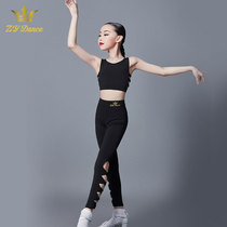 ZY DANCE Summer new Latin DANCE clothes childrens female exercise clothes small feet jumpsuit black suit