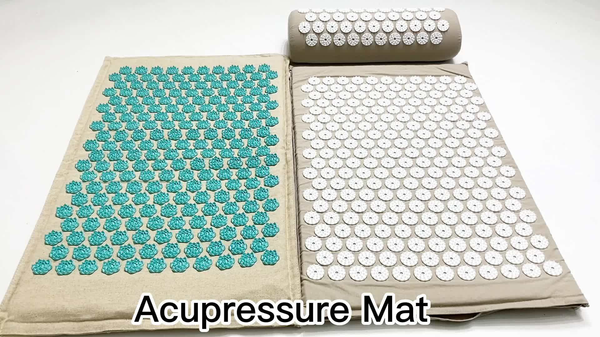Lotus Therapy Natural Linen Coconut Acupressure Mat And Pillow Set,Foot