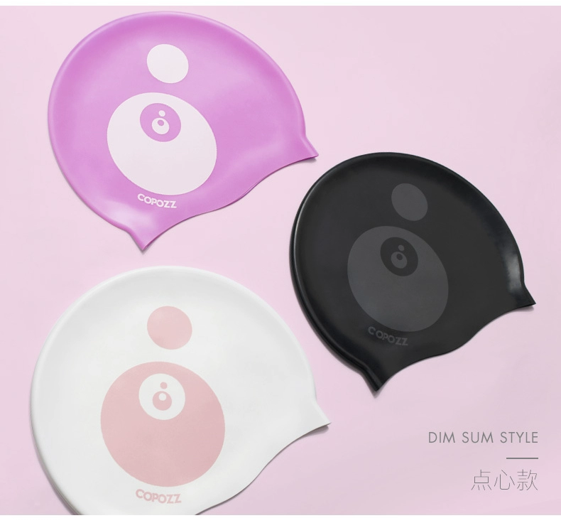 Mũ bơi nữ COPOZZ tóc dài không thấm nước silicone thời trang dễ thương Earmuffs mũ lớn mũ bơi người lớn nam và nữ