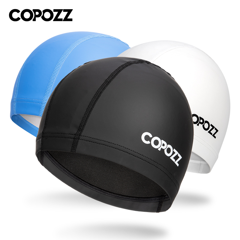 COPOZZ swimming cap Female long hair special ear protection waterproof non-le head adult male waterproof PU coated fabric swimming cap