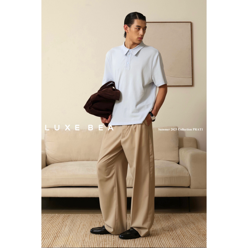 Luxe Bea 60% Wool Anti-Static Cool Khaki Trousers with Duraflex Triangle Buckle