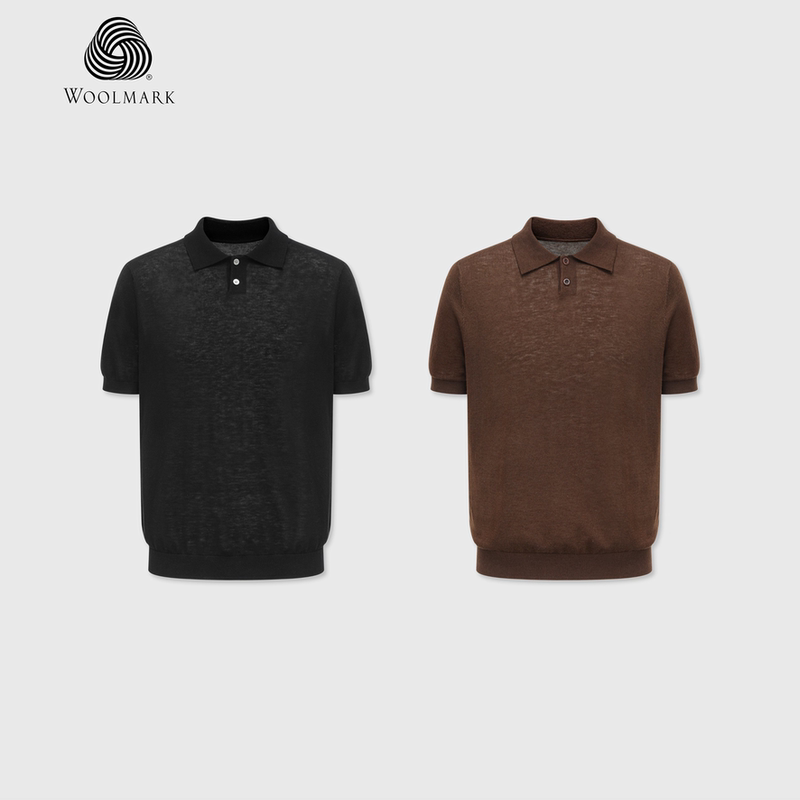 Luxb Wool Mulberry Silk Ultra-Thin Polo Knitted Short Sleeves