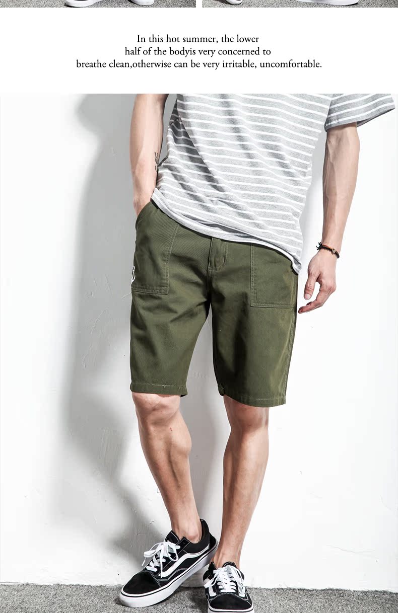 Mùa hè cá tính dây đeo quần short nam giới Nhật Bản Harajuku bf overalls thanh niên lỏng màu rắn năm quần quần jean nam hàng hiệu