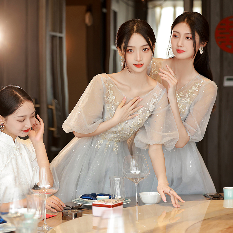 Bridesmaid Dress 2026 Spring Festival New Style Plus Size Bestie Sister Group Dress Elegant High-End Performance Dress Women's Daily Wear